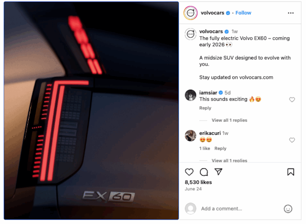 2026 Volvo EX60 tease.